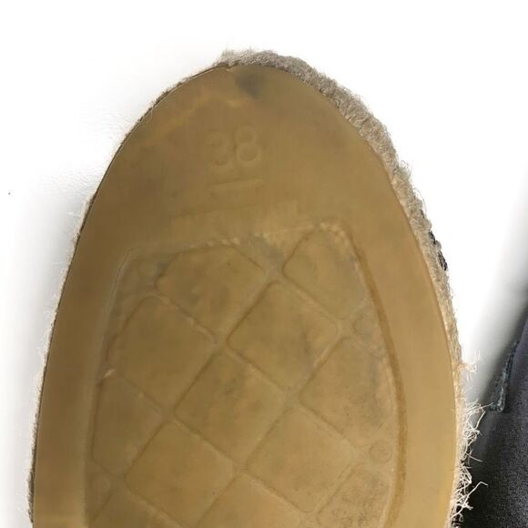 Chanel Satin CC Espadrille EU 38 US 7-7.5 Black Slip On Cap Toe Grosgrain Flat - Picture 9 of 13